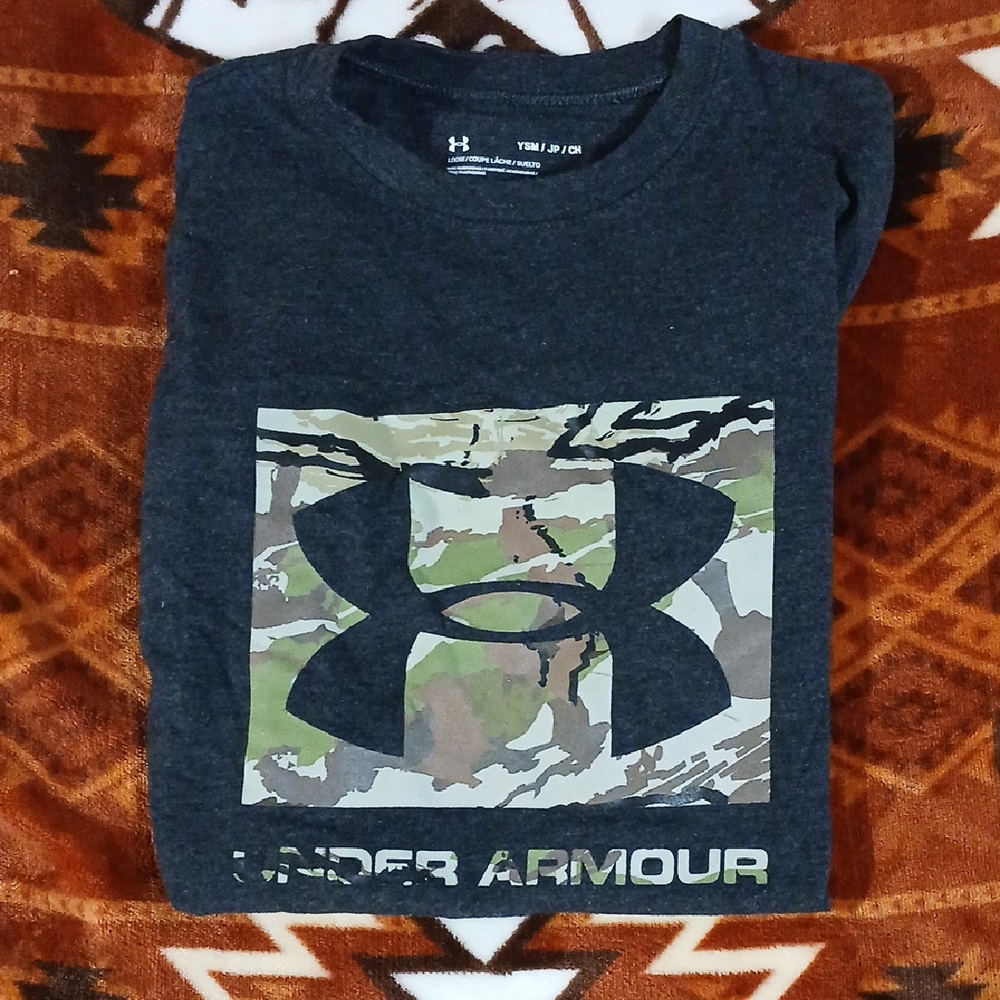 Under Armour Kids Short Sleeve Tee - Black and Camouflage